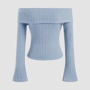 OFF-SHOULDER SOLID LONG SLEEVE TOP